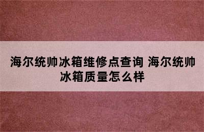 海尔统帅冰箱维修点查询 海尔统帅冰箱质量怎么样